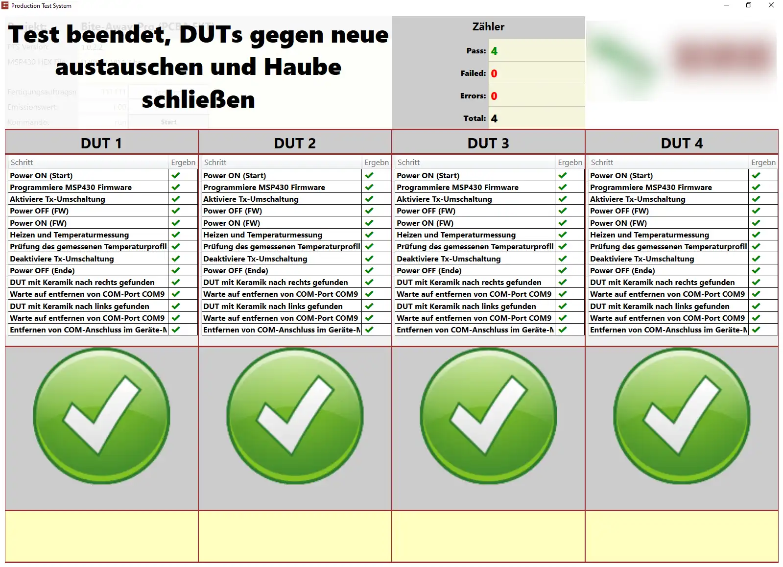 Program and test 4 DUTs